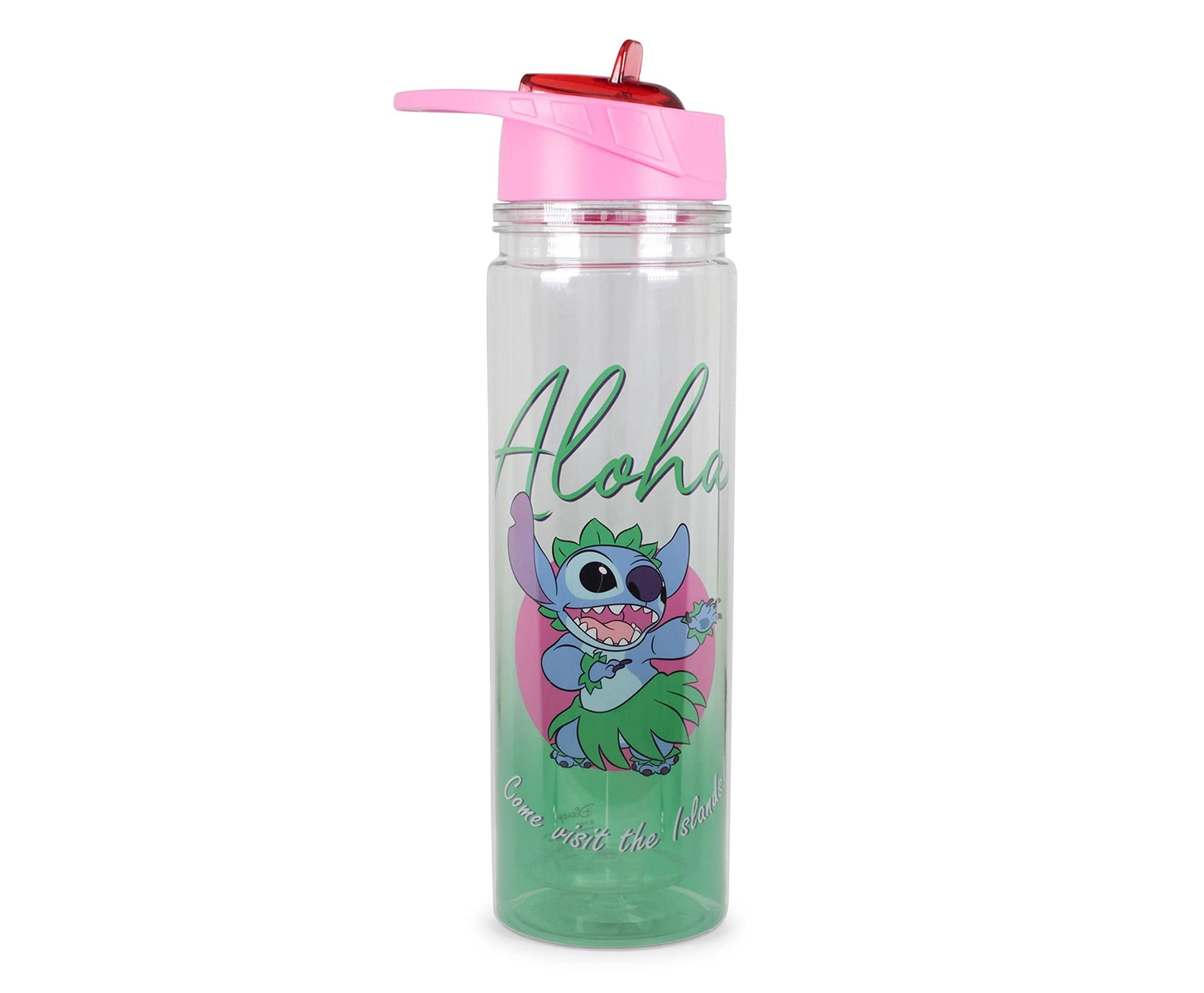Disney Lilo and Stitch Aloha Double Wall Tritan Water Bottle | BPA-Free Plastic Bottle With Screw Top And Flip-Up Straw Lid | Sports Hydration | Holds 18 Ounces