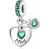 MSPOVOF Birthstone Charms for Bracelets and Necklaces S925 Sterling Silver Charm Bead For Family Birthday Women Jewelry Present