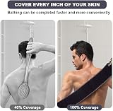 URAQT Exfoliating Back Scrubber 96cm Soft Double-Sided Shower Belt with Handles view 3