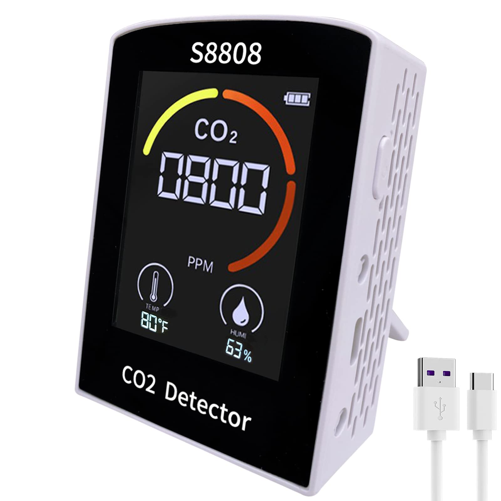 Mua 3 in 1 Real time CO2 Detector Plug in USB,CO2 Monitor Sensor with 4 ...