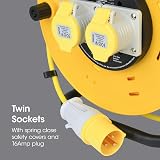 SLx 110V 50m Industrial Extension Lead Cable Reel 2 Socket Thermal Cut Out 16A view 6