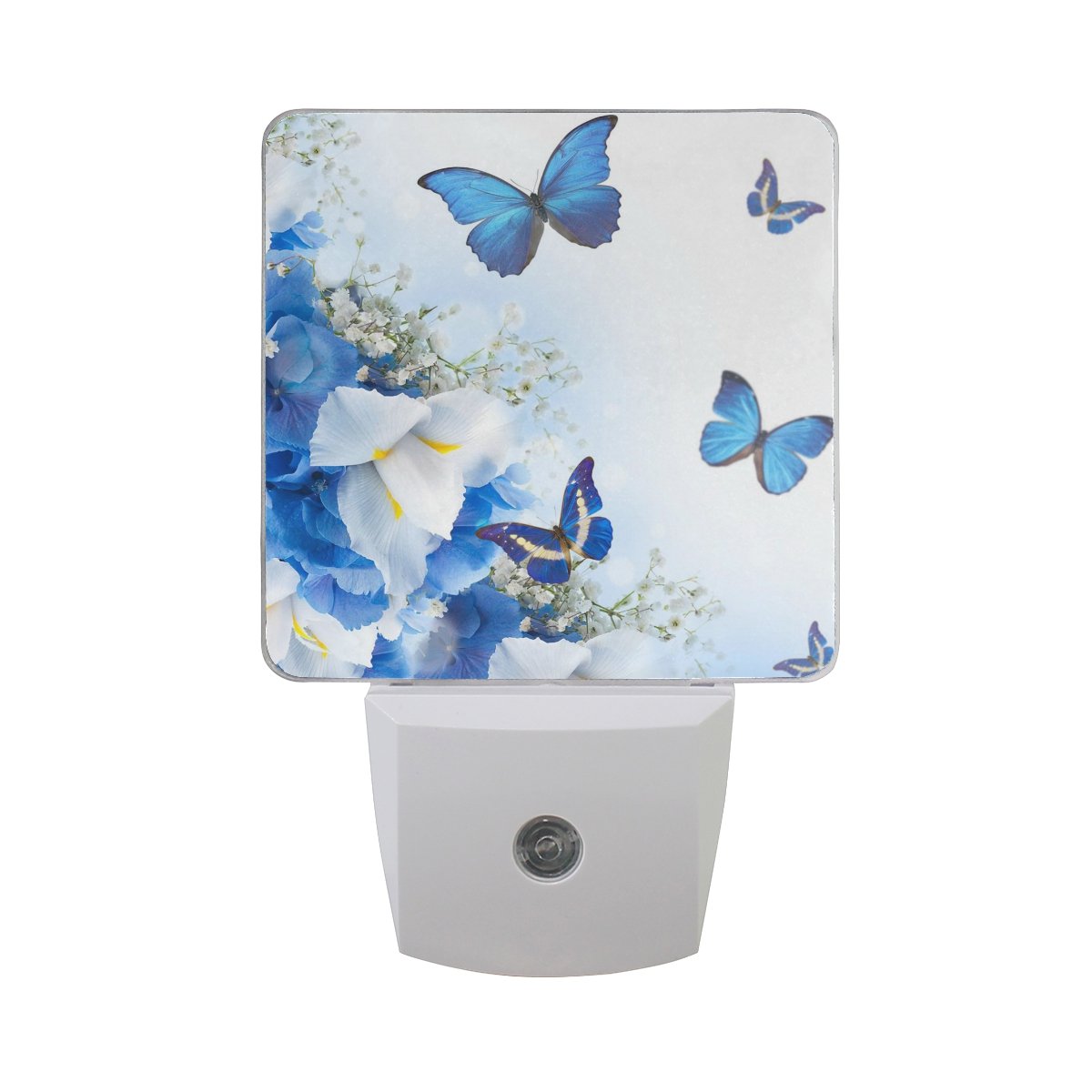 UK Night Light, 2 Pack Butterfly Floral Print Lamp Plug in with Light Sensor Automatic Open Close Personalized Indoor for Kids Baby Child Children Adult Room Bedroom Hallway Gift Decoration