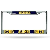 Rico Industries NCAA Michigan Wolverines Alumni 12" x 6" Silver Chrome Frame W' Decal Insert Car/Truck/SUV Auto Accessory