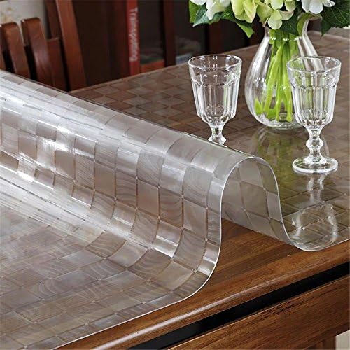 LovePads Multi Size 1.5mm Thicken Plastic Tablecloth Vinyl Cover Table Protector Kitchen Dining Room Waterproof Desktops Protection Pad - 42 x 42 Inches (107 x 107cm)