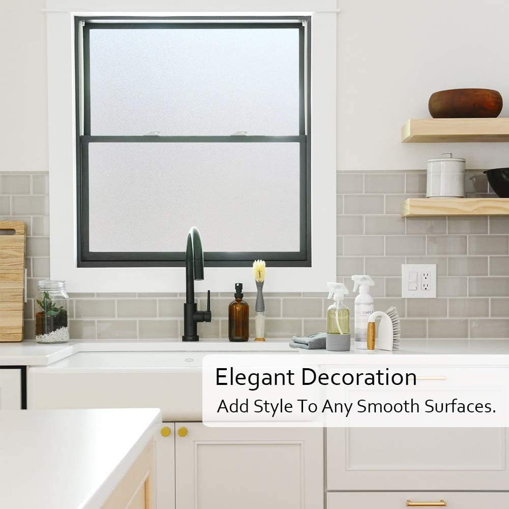 Lifetree Frosted Window Film Privacy Opaque Glass Film for Glass Windows Non-Adhesive Static Cling Frosting Film for Home and Office 44.5x400 cm - Image 3
