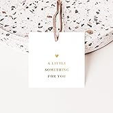 50 Gold Foil Thank You Gift Tags by ThreeKin, 2.5" x 2.5" Elegant Pre-Punched Hole Hanging Tags for Gifts & Favors - Perfect for Weddings, Baby Showers, Parties, Holidays, Anniversaries, Celebrations