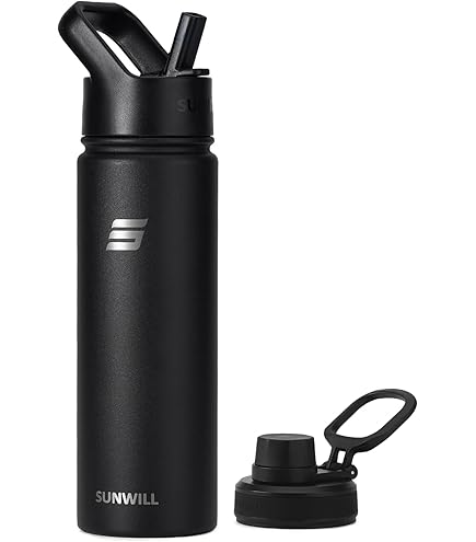 Bouteille d'eau isotherme sous vide à double paroi à deux goulots et