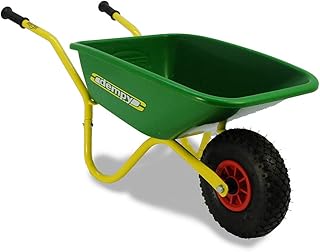 BERG Kinder-Schubkarre, Für Kinder ab 3 Jahren, Belastbar bis bis 25 kg, Metallrahmen/Kunststoffwanne, Dempy, Grün/Gelb