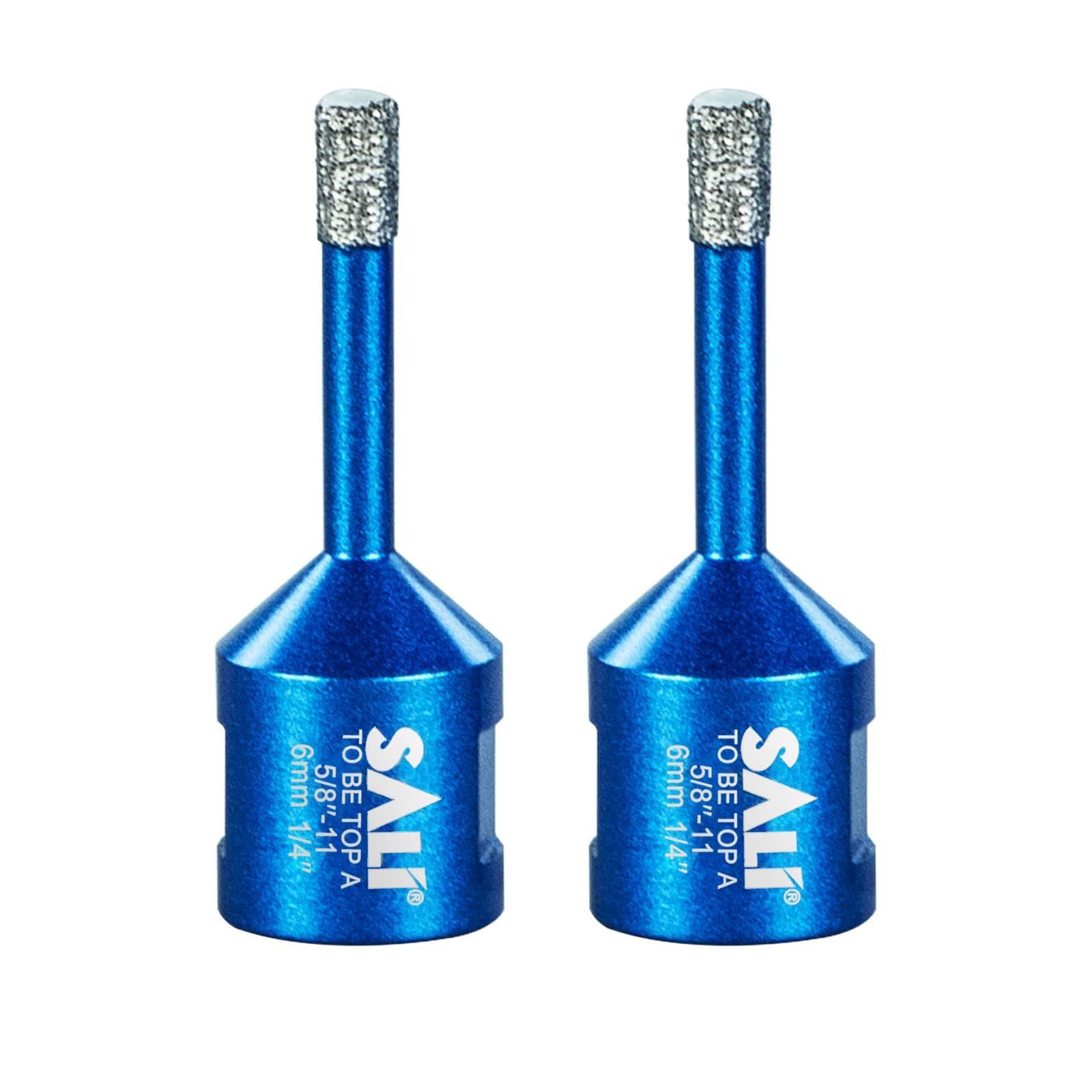 SALI Diamond Core Drill Bits 2pcs (6mm) Tile Hole Saws Vacuum Brazed Hole Saw with M14 Thread for Glass Ceramic Porcelain Tiles Marble Brick Granite Quartz Fit Angle Grinders Drills — image 1