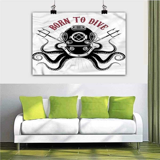 Amazon.com: Octopus Abstract Wall Art Octopus and Diver 28x40 Inch