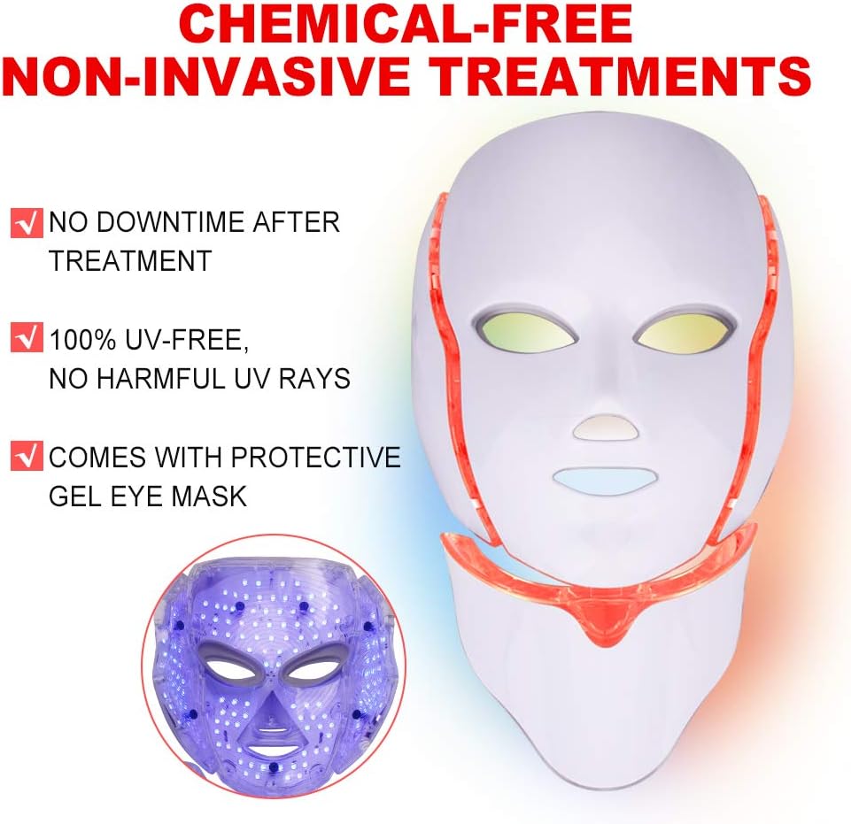 Download 7 Colours Led Face Light Therapy Mask With Neck Mask Yofuly Skin Rejuvenation Therapy Facial Skin Care Colorful Led Beauty Mask Uk Amazon Co Uk Beauty PSD Mockup Templates