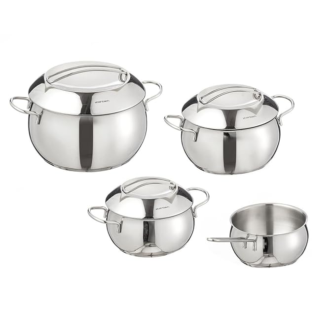 Original Steinbach Topfset Toronja | 4 teilig | Edelstahl | Kochtopf | Kasserolle | für alle Herdarten geeignet | Induktionsg