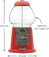CKB LTD Large Retro Gumball Machine Red Metal Dispenser 28cm view 5