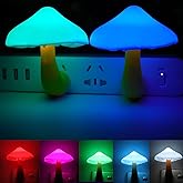 AUSAYE 2Pack LED Night Light Plug in Lamp 7-Color Changing Cute Mushroom Light Sensor Night Lights for Adults Kids NightLight