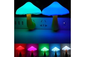 AUSAYE 2Pack LED Night Light Plug in Lamp 7-Color Changing Cute Mushroom Light Sensor Night Lights for Adults Kids NightLight