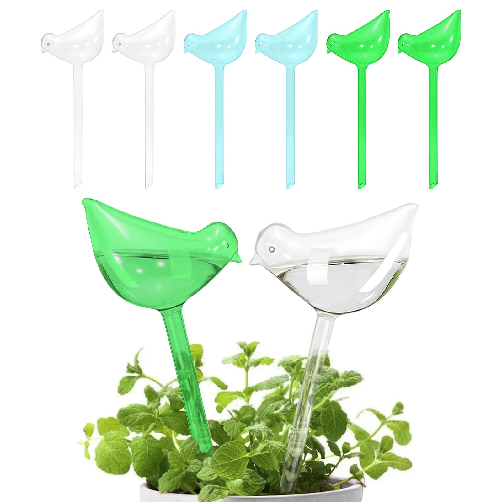 Lucxhcky 6pcs Self Watering Globes for Indoor Plants, Self Watering Planter Insert, Self Watering Devices for Plant Lovers (Transparent+Lake Blue+Green)