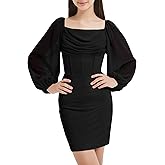 EXARUS Girls Teen Tween Dress Long Sleeve/Spaghetti Strap/Strapless Fishbone Formal Dance Easter Party Ruched Dresses