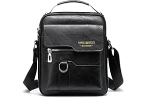 Hebetag Small Leather Sling Shoulder Bag Messenger Pack for Men Women Outdoor Travel Business
