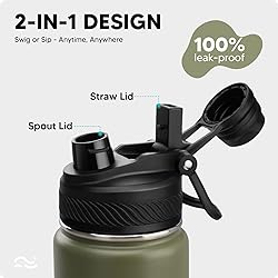 Swigina [2-IN-1 LID] Insulated Water Bottle with