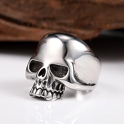 Stainless Steel Men's Cool Skull Head Solid Ring