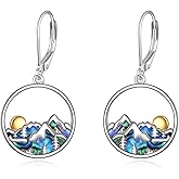 Sterling Silver Mountain/Cactus Earrings Abalone Shell Dangle Earrings Nature Jewelry Gifts for Women