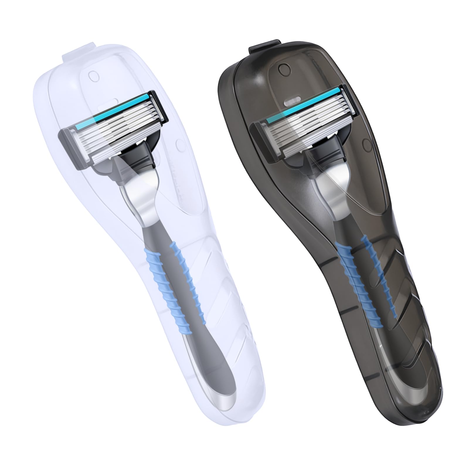 Photo 1 of 2 Pcs Portable Manual Razor Case, 2.3x6.7" Transparent Razor Travel Case, Travel Manual Shaver Razors Cover Holder, Universal Portable Shaver Storage Box for Men