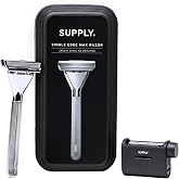 SUPPLY Single Edge Max Pivoting Head Safety Razor for Men &ndash; Sterling | Single-Blade Safety Razor with Pivoting Head and Magnetic Reload System. Includes 8 Blades.