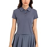 altiland Cropped Polo Shirts for Women, Collared Ladies Golf/Tennis Short Sleeve T Shirt Cool Feeling