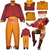 Zezuxy Men Aang Costume Adult Yellow Uniform Party Halloween Full Set