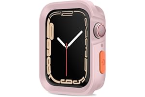 Amizee Rugged Case Compatible with Apple Watch Case Series 9/8/7 45mm Series 6/SE/5/4 44mm, Soft TPU Shockproof Bumper Drop Proof Protective Cover Compatible with iWatch - Pink