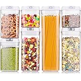 ME.FAN Air-Tight Food Storage Container Set - [7-Piece Set] - Durable Seal Pot- Cereal Storage Containers - For Dry Foods &amp; Liquids - Kitchen Space Saving - BPA Free - Clear Containers with White Lids