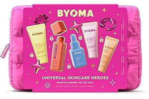 BYOMA Universal Skincare Heroes (5-Piece Kit) - Skincare Gift Set with Jelly Cleanser, Milky Toner, Hydrating Serum, Gel Cream & SPF 50 - Skin Barrier Repair Gift Set with Makeup Bag