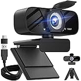 Gohero Full HD 1080P Video Webcam, Noise Cancellation, Privacy Cover, Wide-Angle Lens, Auto Light Correction, Plug & Play USB Webcam for Laptop, Desktop, PC, Mac, Zoom, Skype Pro Series