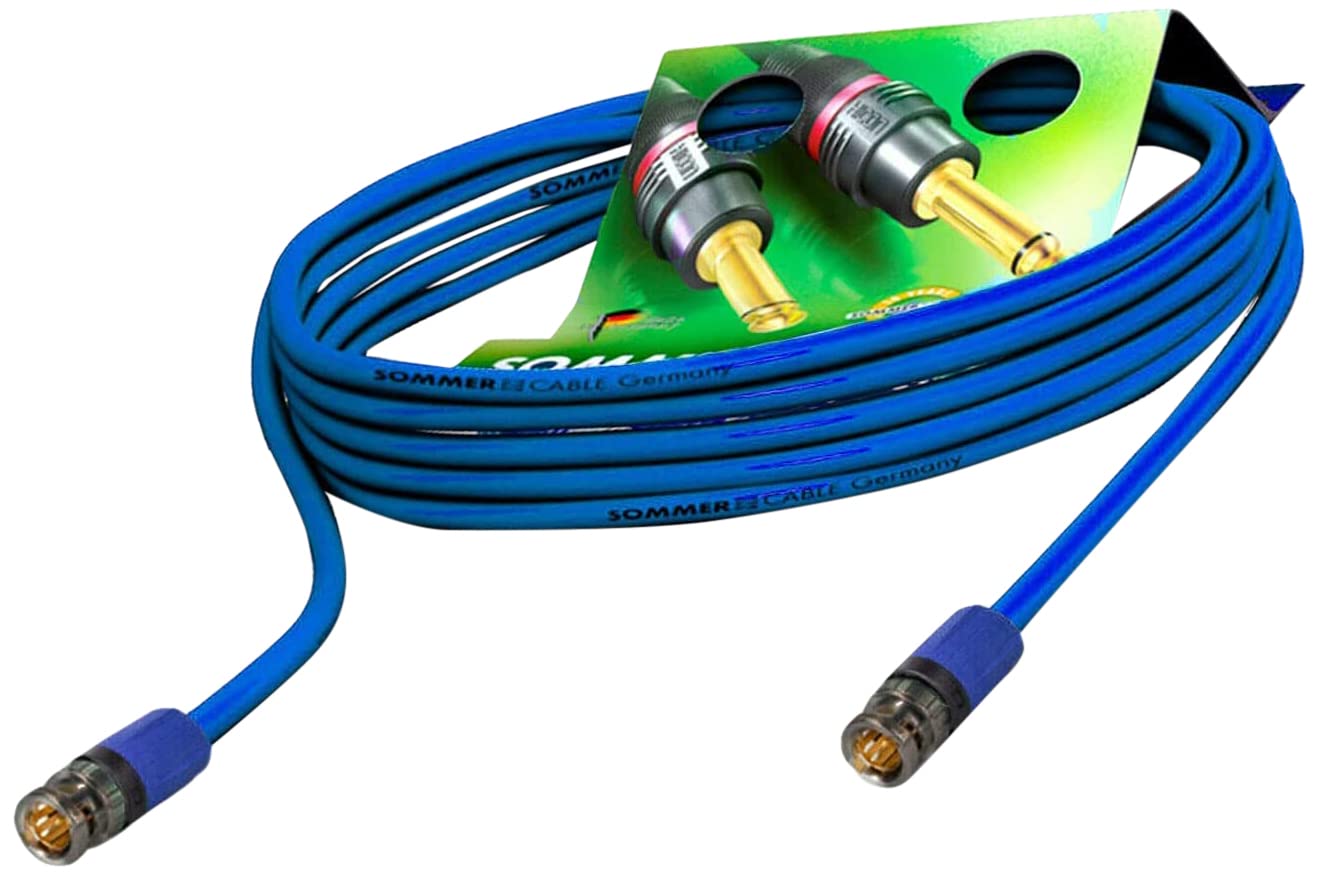 SOMMER CABLE 30 m 6G 3G SDI Video Patch Cable 4K UHD HD-SDI (HDTV) SC-Vector 0.8/3.7 1 x 0.80 mm² Blue BNC Connector NEUTRIK VTGX-3000-BL-BL 98.40 ft