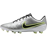 Nike Tiempo Legend 10 Club Multi-Ground Low-Top Soccer Cleats (DV4344-001, Metallic Silver/Volt/Black)