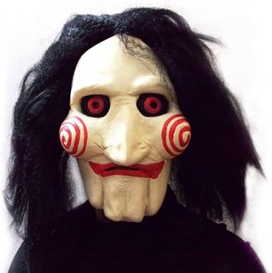 Uk A2z Halloween Full Head Latex Mask Saw Movie Jigsaw Puppet Creepy Scary Mask Amazon Co Uk Toys Games