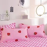Loussiesd Strawberry Bedding Duvet Cover Set 3 Pieces Pink Microfiber Kids Twin view 3