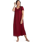 Miss Elaine Nightgown - Women's Long Tricot Nightgown, Short Flutter Sleeves, Comfortable Lightweight Fabric, Sleepwear
