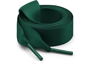 WEGOODZF Flat Satin Ribbon Shoelaces: 2cm Wide Silk Shoe Laces for Women -2 Pair