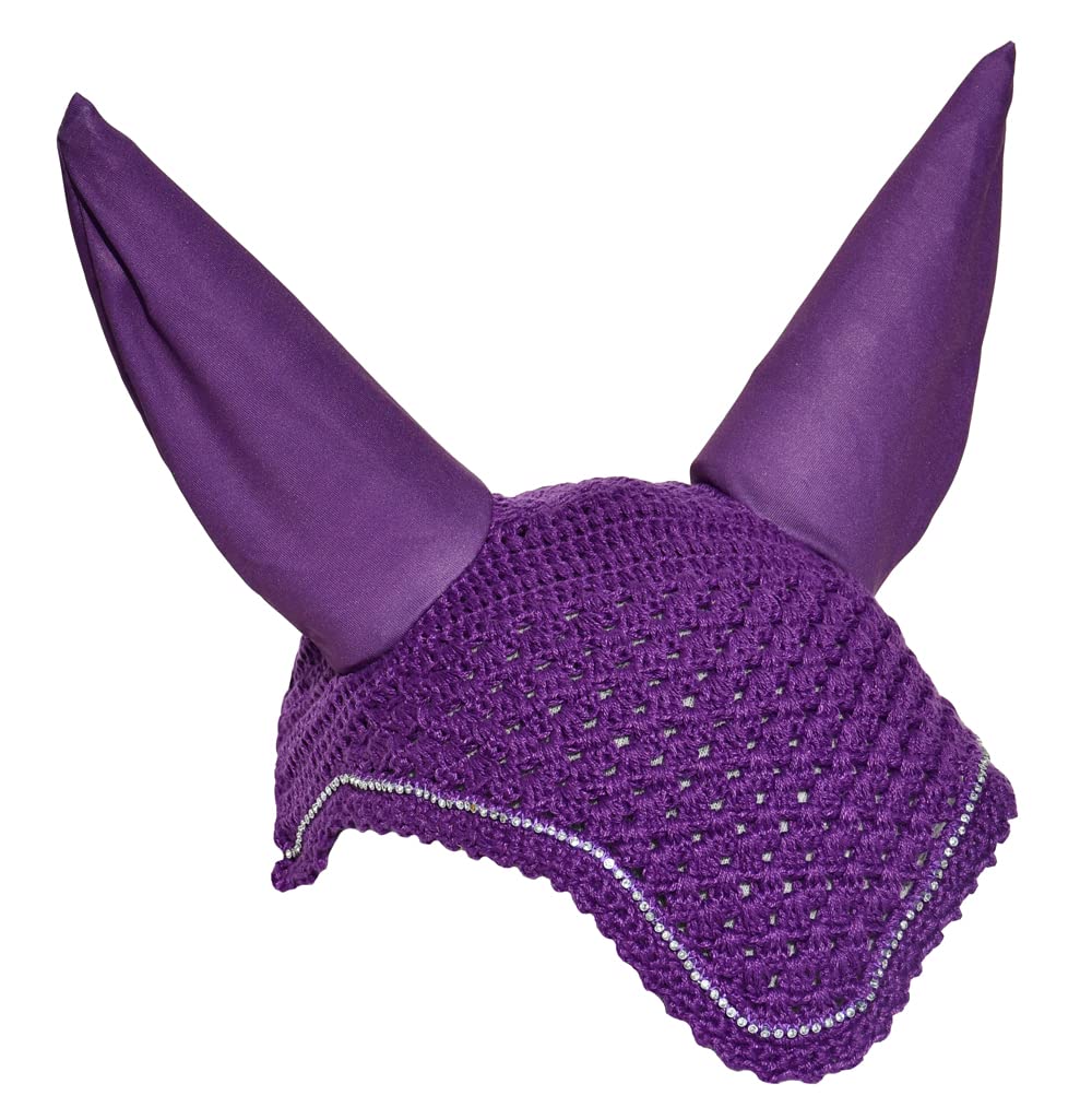 Rhinegold Diamante Fly Hood/Noise Muffler-Pony-Violet