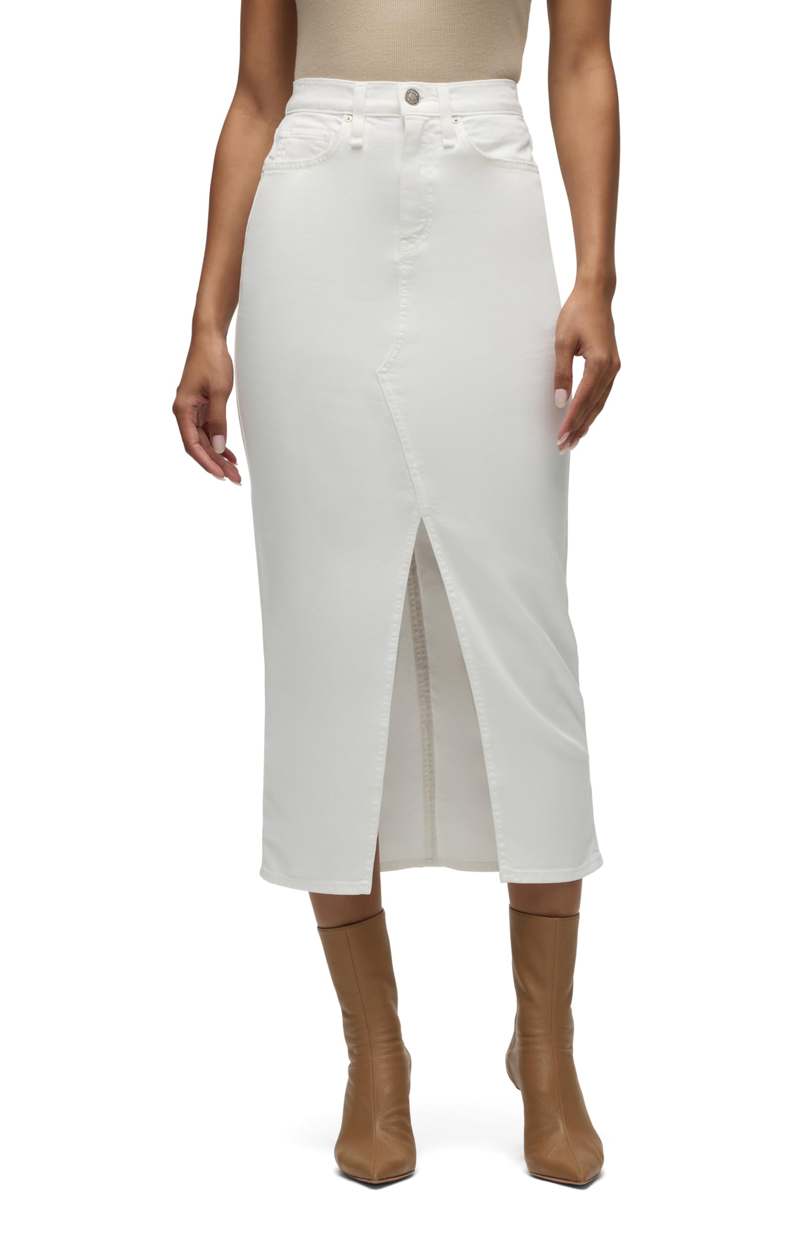 Hudson Women’s Reconstructed Midi Skirt, White, 30