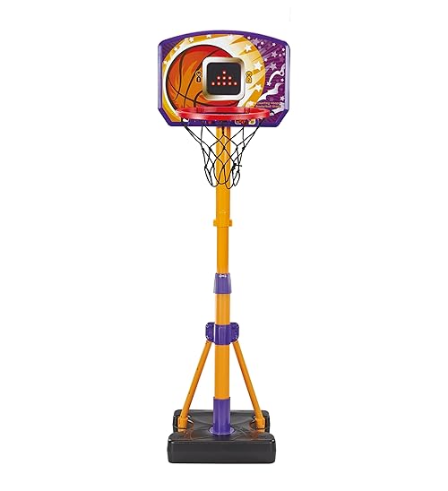 VTech Counting Hoops Basketball Stand, Adjustable Basketball Hoop & Stand with Electronic Backboard & LED Screen, 3 Games, Sound Effects & Light Show, Toddler Toy for 3, 4, 5+ Years, English Version