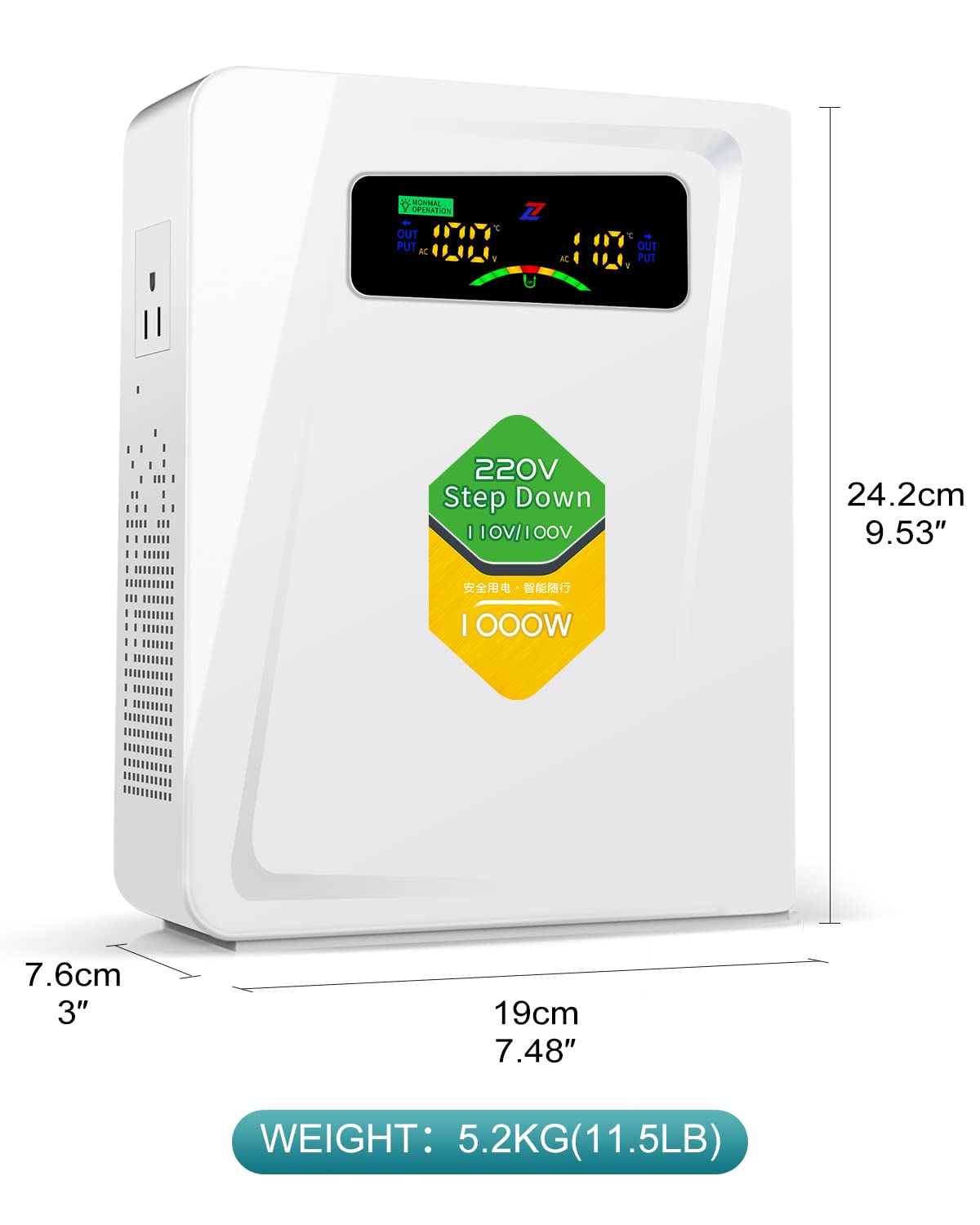 220v to 110v Step Down Transformer 1000W Power Voltage Converters, No Noise, Ten Protection Functions, Suit for Coffee Machines, Rice Cookers and Other US Appliances Used in Europe