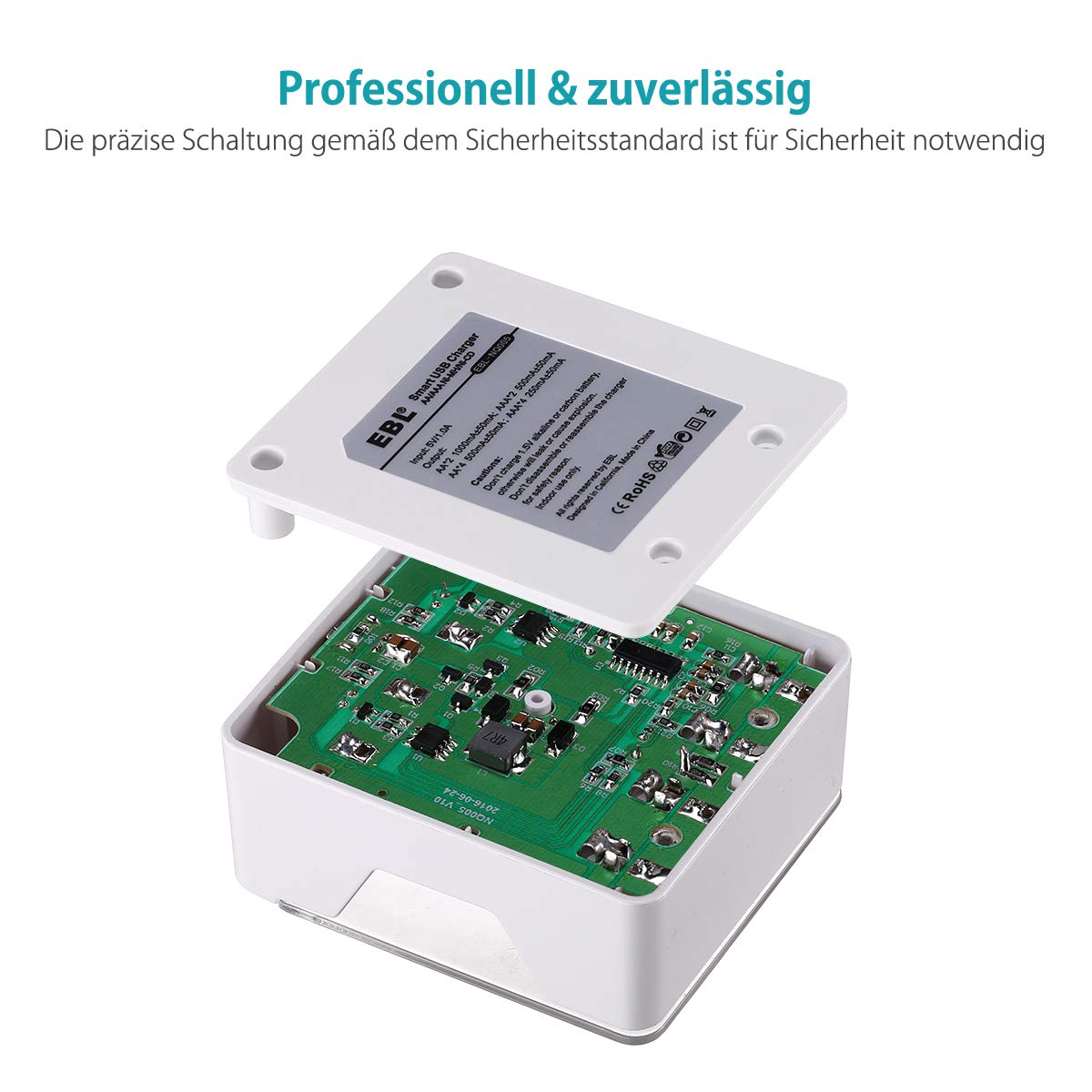 EBL AA AAA Intelligente Akku Ladegerät (4x Stecker) Batterieladegerät für Ni-MH Ni-CD Wiederaufladbare Akku Batterien mit LED-Anzeige