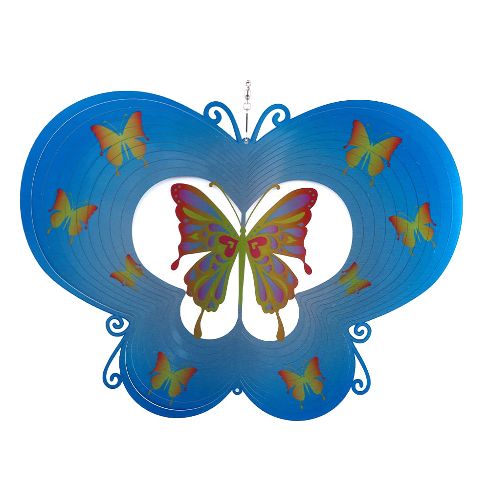 CENPEK 3D Wind Stainless Steel Color Metal Rotating Colorful Butterfly Wind Chime Home Outdoor Garden Decoration Wind