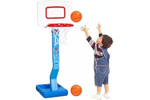 Fajiabao Toddler Basketball Hoop Indoor Adjustable Height Poolside Basketball Hoop Outdoor with Base Mini Basketball Hoop with 3 Balls Swimming Pool Toys Basketball Games for Kids Birthday Gift