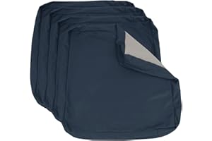 FOCUPRODU Set of 4 Replacement Outdoor Cushion Covers,Patio Cushion Covers,Waterproof Outdoor Cushion Slipcovers with Non-Slip Bottom for Indoor/Outdoor Furniture(Navy Blue-1, 24x24x4 (4 pc))