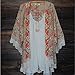 Relipop Women's Sheer Chiffon Blouse Loose Tops Kimono Floral Print Cardigan (XX-Large, Beige)