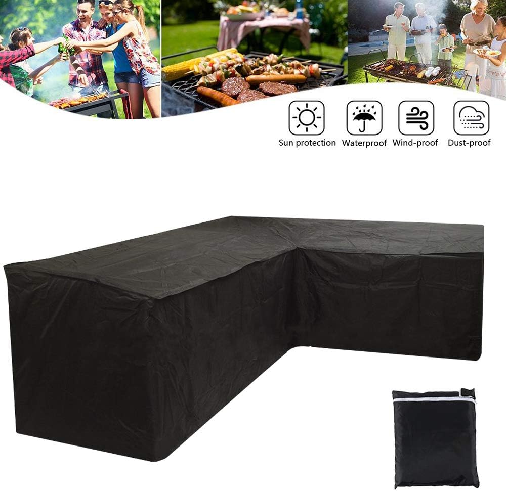 Furniture Sets Garden Outdoors 215x215x87cm V Shaped Garden Furniture Covers Waterproof Outdoor Dining Set Cover Patio Rattan Sofa Protector With Rectangular Desk Cover Black