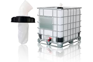 ESAMPLOE IBC Tote Cover,163 mm IBC Tote Adapter,IBC Tote Cover with Nylon Strainer,Rugged Ibc Tote Cover for 275 Gallon Water Tanks,163mm Diameter Rainwater Collection System Fitting(45 °)